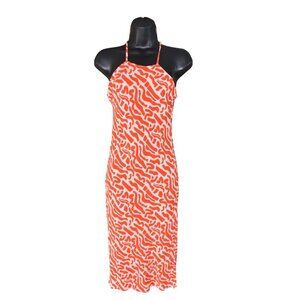 BAND OF THE FREE Geometric Squigglies in Blood Orange Slip Dress XS
